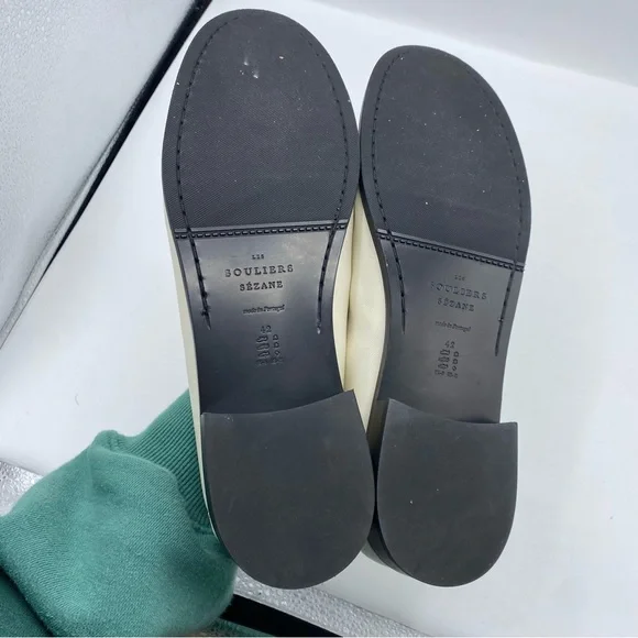 Sezane Vicky Loafers Elegant Cream/White Leather in smooth Ecru chain detail 42 - Picture 3 of 11